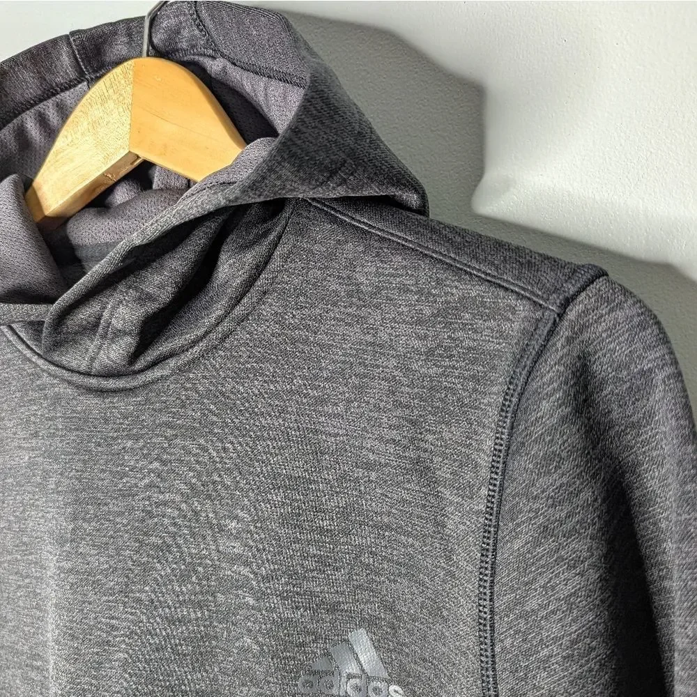 adidas Climawarm Black Grey Poly Blend Pullover Hoodie Thumb Holes Unisex M